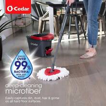 Easywring Microfiber Spin Mop Bucket Floor Cleaning System With 2 Refills - Xanh đậm - Xem 5