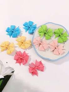 4/20/40/60个装优雅缎带扭结蝴蝶结发夹，适合女婴、儿童、幼儿，生日礼物套装 - 彩色 - 查看 3