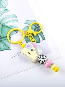 1 pieza Margarita, Cara sonriente, Manzana, Taza Llavero de cuentas de silicona, Accesorio colgante para mochila, Llavero anti-pérdida, Día del maestro, Regalo de regreso a la escuela, Regalos para madre, padre, graduación y maestro - 2579 - Ver 4