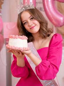 3件套女士生日配饰套装，包括：1条生日腰带、1个生日皇冠、1条生日女孩腰带、1个生日皇冠发箍、1副生日女孩眼镜，适合生日派对佩戴，时尚闪亮的生日派对礼物。 - 皇冠生日套裝粉 - 查看 4
