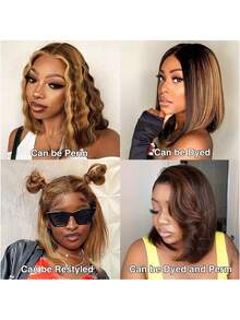 Honey Blonde Ombre Bob Lace Wig 8-16 Inch, 13x4 Straight Human Hair Wig, 200% Density Short Bob Frontal Wig, Glueless Pre-Plucked With Baby Hair, Highlights Basics For Women Bob Wig P4/27 Blonde Straight Lace Front Wig With Gradient Short Bob Style 8-16 Shiny Wig Pre-Plucked For Women Pre Plucked 13x4 Transparent 4/27 Honey Blonde Lace Frontal Wigs Suitable For Skin Tones, Natural Straight Hair Texture, No Glue Needed For Women - S4/27 - View 4