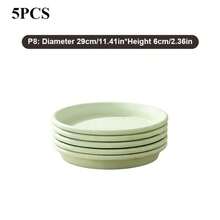 5pcs Round Plastic Flower Pots With Saucers, Leak-Proof Trays For Indoor/Outdoor Gardening, 5/6/7/8/9/11/12 Inch Sizes Available, Durable Anti-Scratch, Easy To Clean, Space-Saving, Can Also Be Used As Bird Bath Or Drip Tray, Suitable For Flower, Grass And Plant Care Enthusiasts - A - View 9