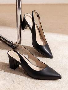 Escarpins pour femmes - Noir-PU - Voir 2