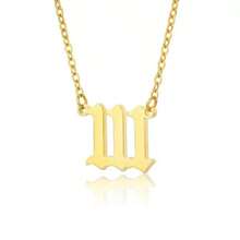 1pc Lucky Number Necklace, Minimalist European And American 111-999 Digit Pendant Necklace For Men And Women - Yellow Gold - View 5