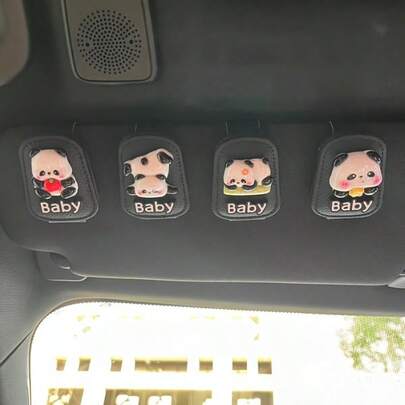 1 pieza Soporte para gafas de coche con diseño lindo de panda - Organizador universal multifuncional para el coche, caja de almacenamiento con 3 ranuras, organizador de gafas duradero
