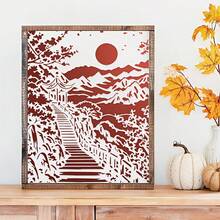 Reusable Mountain Landscape Stencil, Suitable For DIY Wall Art, Scrapbooking And Embossing - Durable PET Plastic, Easy To Use 11.7 Inch X 8.3 Inch Template - A - View 4