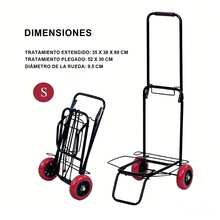 Carretilla Plegable de Mano Portátil con Cuerda, Carro de Mano Compacto, Portátil con Ruedas de Goma Soporta hasta 25kg/35kg para un Fácil Transporte en Viajes, Oficina y Hogar - Ver 7