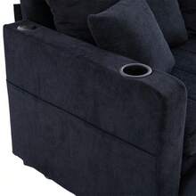 Multifunctional Fabric Sofa, Convertible Sofa Bed, Small Two-Function Living Room Sofa, Removable And Washable Cover, With Storage Bag, Port And Cup Holder. - 黑色 - 查看 6