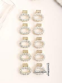 10pcs Women's Elegant Gold Faux Pearl & Rhinestone Oval Side Clips, Suitable For Daily And Casual Side Hair, Princess Hairstyle, All Season, Gift For Girlfriend, Fashionable Accessory For Commute And Date Summer Outfits Beach Claw Clips Vacay Hair Clips - Gold - View 5