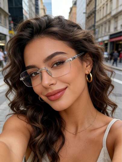 1 chiếc kính thời trang tối giản cổ điển dành cho nữ, phù hợp để đeo hàng ngày, đi làm và học tập.