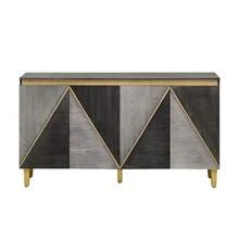 TREXM 60" Retro Buffet Cabinet With Storage 4-Door Vintage Sideboard Cabinet With Dimensional Effect Doors And Adjustable Shelves For Dining Room Kitchen And Living Room Light And Dark Gray - Dark Gray + Light Gray + Solid Wood+MDF1 - View 10