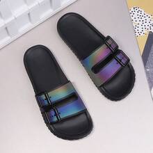Men's Laser Reflective Slippers, Fashionable , Student, Anti-Slip, Beach, Holiday - Multicolor - View 3