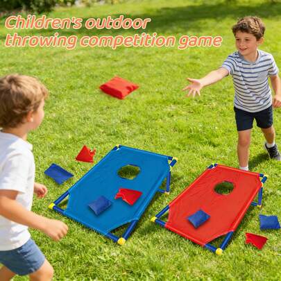 Kids Portable Beanbag Toss Game Set, Includes 1 Foldable Toss Board And 6 Beanbags, Outdoor Lawn Beach Camping Throwing Game, Family Interactive Multi-Player Leisure Toy, Suitable For Birthday Party Gifts For Boys And Girls 3+ Years Old (Accessory Colors Random)