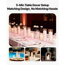 Pillar Candles And Glass Vases Set 24 Pcs, Clear Cylinder Hurricane Candle Holders For Wedding Centerpieces, Tall Vase For Table Decor, Wedding Party, Thanksgiving,White (2.56" X 4.7",5.9",7.9") - 4.7, 6, 8inch 24 pcs - 查看 5