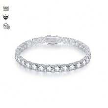 1pc S925 Sterling Silvery With 2mm/3mm/4mm/5mm/6.5mm Moissanite Tennis Bracelet, Men's And Women's | Jewelry | Gifts For Him | Gifts For Her | Birthday | Wedding | Anniversary | Engagement | & Jewelry - Silvery - View 2