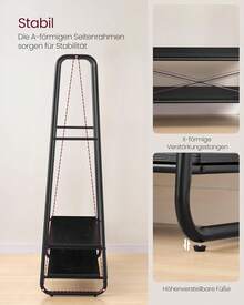 VASAGLE Kleiderständer, Garderobenständer, Garderobe, 2 Ablagen, 6 Haken in S-Form, Stahlgestell, 45 x 138 x 160, für Schlafzimmer, Flur, Eingangsbereich, naturbeige-mattweiß RGR119W09 WIRH - Ebenholzschwarz + Mattschwarz - Übersicht 4