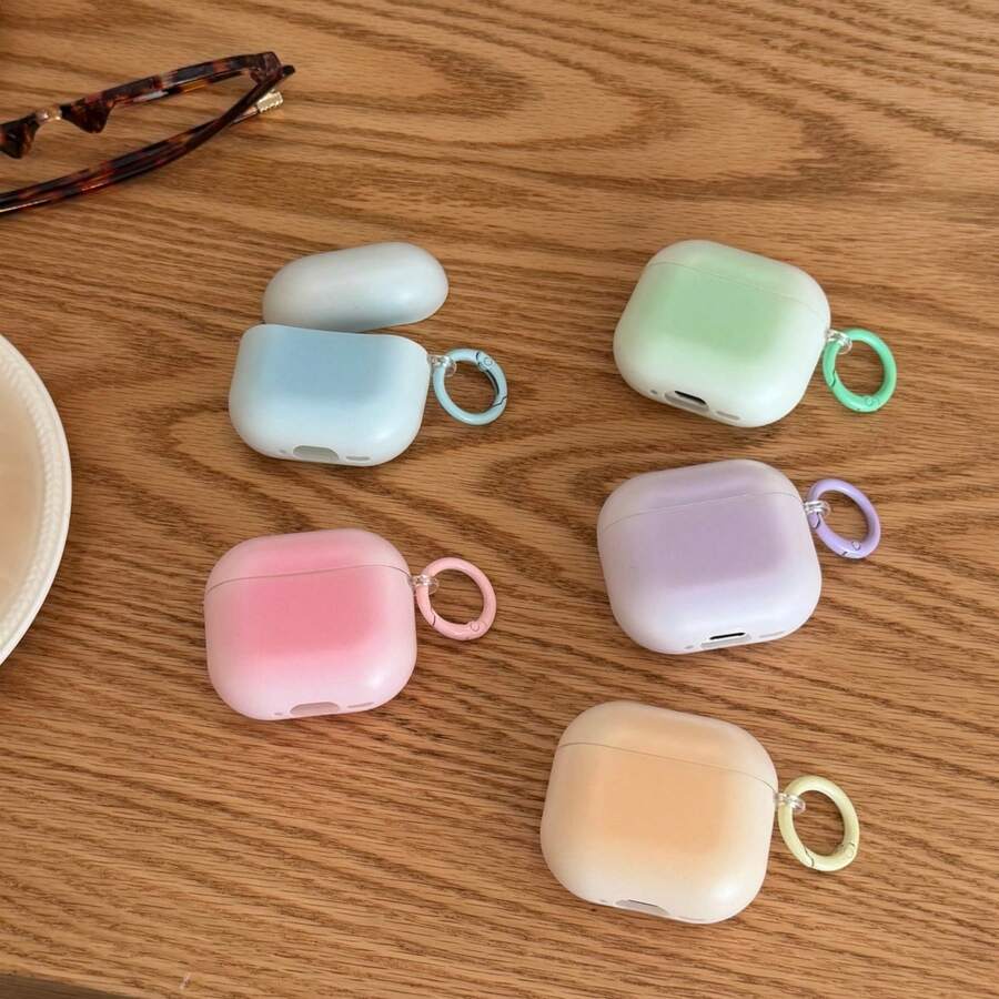 Korean Style Matte Gradient 5-Color Earphone Case With Hanging Ring, Compatible With Airpods Pro 3, New Pro 2, Cute Apple 4 Minimalist 3, Personalized 1/2 Earphone Case For Women
