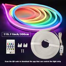 RGB IC Smart Neon Light Strip With USB Interface, Controllable Via Infrared Remote Or Smart App. Dimmable, Color-Changing, Flexible Ambient Light Strip, Suitable For Home Decoration, Game Rooms, And Festive Party Lighting. Comes With Clips For Easy Installation. - Smart Neon Light Strip - View 12