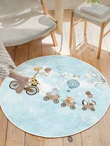 1pc Cartoon Animal Round Rug, Faux Wool Round Carpet, Decorative Rug, Bedroom Decor, Small Rug, Suitable For Bedroom, Living Room, Bedside, Game Room, Home Decor, Area Rug, Washable Carpet - Multicolor - View 13