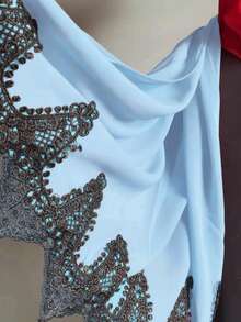 1pc Romantic Lace Trim Chiffon Muslim Hijab Scarf For Abaya - Multicolor - View 5