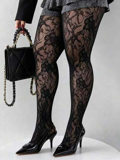 Quần tất ren hoa thanh lịch dành cho nữ, quần tất ren kiểu cổ điển thích hợp cho tiệc tùng và công sở.