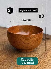 1 chiếc Bát cơm gỗ tự nhiên kiểu Nhật Bản họa tiết gỗ đơn giản dung tích lớn đựng súp/mì, đồ dùng gia đình, đồ dùng học tập, quà tặng Giáng sinh - màu nâu - Xem 18