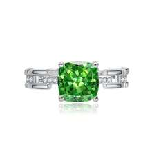 1pc Assorted‑Shades Cushion Cut Pink Gemstone Statement Ring, Halo Paved Side Stones High‑Carbon Crystal Band, Elegant Dainty Daily Wedding Engagement Jewelry - màu xanh lá - Xem 11