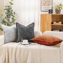 45x45cm Soft Faux Cashmere Pillow Cover, Decorative Solid Color Cushion Cover For Living Room, Bedroom, Sofa, Chair - Light Grey - View 7