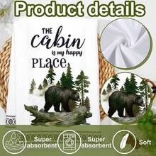 Buryeah 4 Pcs Cabin Kitchen Towels Set 23.6 x 16 Inches Farmhouse Country Style Decorative Hand Towels Deer Bear Log Cabin Dish Towels Decor Soft Absorbent Rustic Tea Towels for Cabin Dish Classic - Clásico - Ver 5