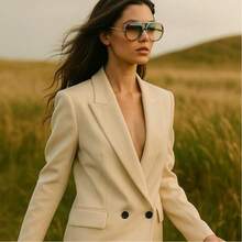 1pc Oversized Aviator For Women Men Retro Double Bridge Metal Aviators For Women ,Large Big Double Beam Designer Fashion Vintage Shades Retro - 藍卡色 - 查看 3