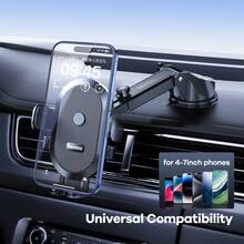 Remax车载手机支架，带吸盘，仪表盘安装，一键锁定，360°旋转，视角可调，底部支撑可调，中空硅胶底座，适用于4-6.5英寸手机，兼容iPhone和安卓系统，是送给家人和朋友的理想生日礼物或车载配件。 - 黑色 - 查看 5