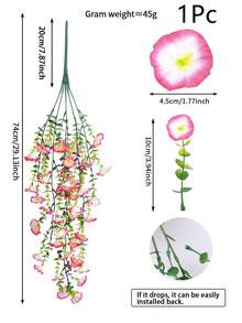 1/2/4pcs Artificial Eucalyptus Silk Flower Vine, UV-Resistant Greenery For Outdoor Hanging, Suitable For Anniversary, Graduation, Wedding, Party, Home, Office, Porch, Garden, Wall Decor In Spring & Summer - Pink-eucalyptus Morning Glory - View 14