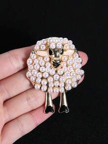 1pc Fashion Alloy Sheep Brooch With Faux Pearl Decor, Suitable For Women's Holiday Party Outfit, Jacket Accessory, Party Decoration, Women's Gift, Decorative Jewelry. Made Of Elegant Metal Material With Refined Craftsmanship And Unique Design. Suitable As Gift For Birthday, Back To School Season, Mother's Day For Friends Or Mother. - Multicolor - View 4
