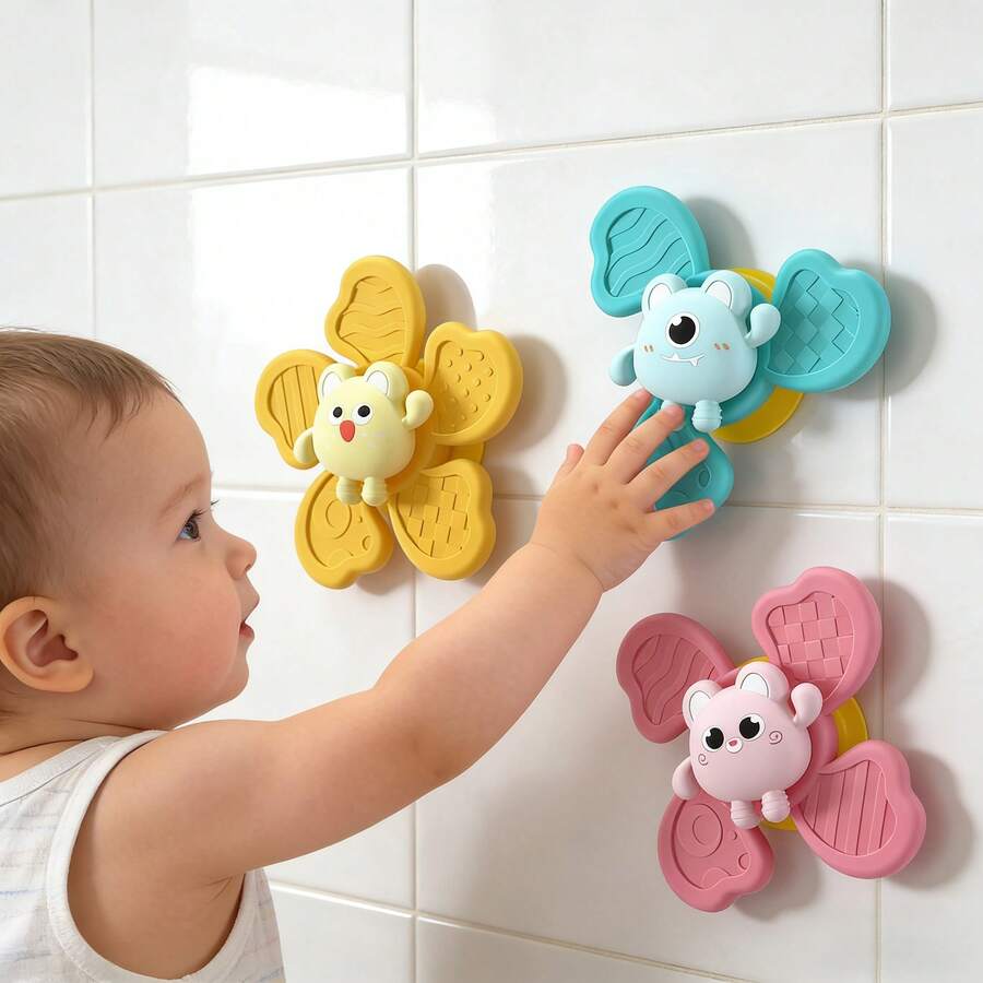 Baby Rattle Spinning Toy With Suction Cup, Spinning Toy, Baby Gift - Multicolor - View 1