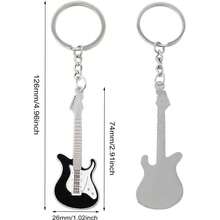 6pcs Mixed Alloy Guitar Keychain | Cute Bass And Electric Guitar Keyring - Instrument Key Holder For Music Lovers, Cool And Handsome Style - Old Gold - View 7