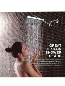 可调节淋浴喷头延长臂，镀黄铜淋浴臂延长器，通用 1/2 英寸接口，适用于雨淋式淋浴喷头 - 延長臂-銀色 - 查看 3