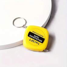 Compact Stainless Steel Tape Measure Keychain - Durable Multifunctional Pocket Ruler, 3.28 Feet/1m Square Design, Yellow Body And Black Label, Perfect For Measuring And Gifting Lead Free Measuring Tool With Metal Ring - 01 - View 3