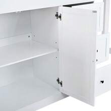 Kitchen Island On Wheels, Extendable Kitchen Island With Dining Area, Spice Rack And Drawers, Mobile And Freestanding Kitchen Island, Ideal For The Kitchen And Dining Room (Black) - White - View 9