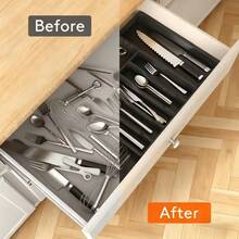 1pc Expandable Silverware Drawer Organizer Tray, Large Adjustable Plastic Cutlery Holder, Utensil Caddy, Fits Various Drawers, Neat & Orderly Cutlery Storage For Kitchen, Dining Room, Cabinet, Home - Multicolor - View 5