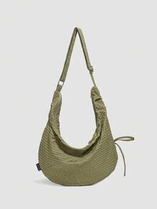 Bolso de hombro y bandolera multifuncional de diseño único y alta calidad con estampado a cuadros y cordón ajustable, estilo dumpling, para uso diario y desplazamientos - Verde - Ver 7