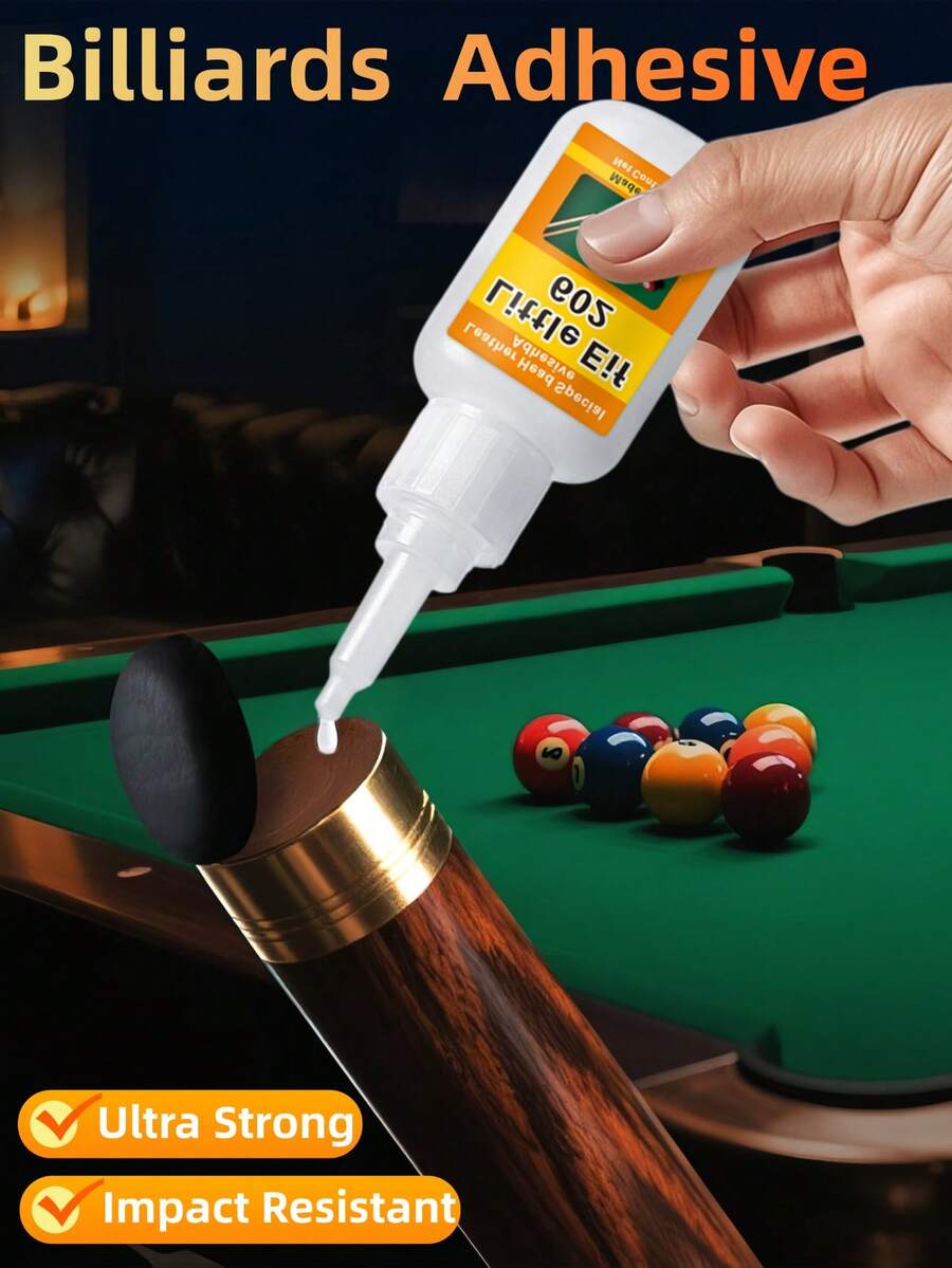台球杆及球台维修胶 | 超强粘合力，透明快速固化 | 适用于台球杆头、杆箍、接头、镶嵌物、握把、台球桌布、边框、表面及所有台球配件 | 持久耐用的台球设备专用胶粘剂