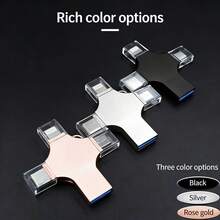 Unidad flash USB multifuncional 4 en 1 de 256GB, compatible con Apple/Android Type-C/Computadora, unidad USB de metal OTG de alta velocidad 3.0, plug and play - Ver 8