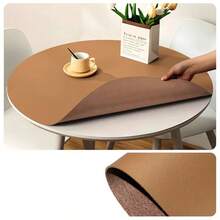 1pc Minimalist & Fashionable Round PU Leather Placemat, Suitable For Dining Table, Coffee Table, Desk, Manicure Desk, Coaster, Various Round Tabletops, Waterproof, Oil-Proof, Easy To Clean - Multicolor - View 13
