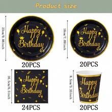 黑色和金色皇冠箔印一次性派对餐具套装，7/9英寸餐盘、杯子、餐巾纸，适用于庆祝活动、婚礼、订婚、生日、派对等场合。 - 多色 - 查看 10