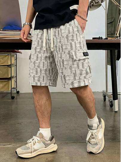 男士扎染多口袋工装短裤，轻便休闲运动夏季短裤，适合日常穿着