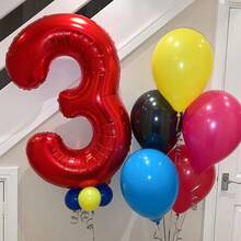 1pc Extra Large 40 Inch Red Number Foil Balloon, Birthday Anniversary Party Decoration - Red - View 3