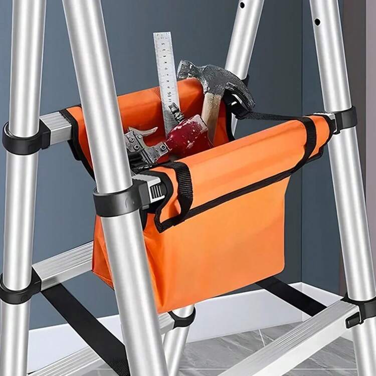 Bolsa de Almacenamiento para Herramientas de Escalera Plegable, Versátil, Duradera, Práctica, de Tela Oxford, Bolsa Colgante Portátil para Escalera para Taller - Naranja - Añade 4