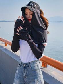 3件套户外徒步骑行钓鱼防蚊防紫外线面罩防晒帽，春夏款 - 彩色 - 查看 2