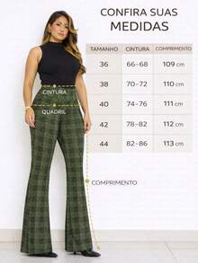 Women's Jacquard Flare Pants, High Waist, Shaping, Elegant, Unbranded, Premium - Dark Green - View 5