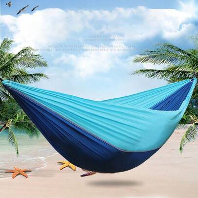 双人降落伞布吊床，轻便透气户外秋千椅，便携式，适合露营、学生宿舍